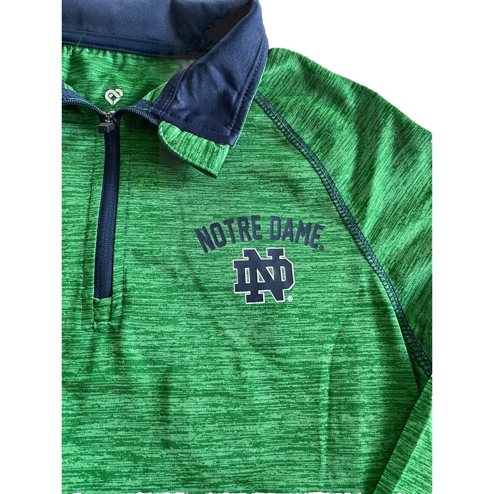 Colosseum Notre Dame 1/4 Zip Pullover Green Womens Small NCAA Athletic Fit